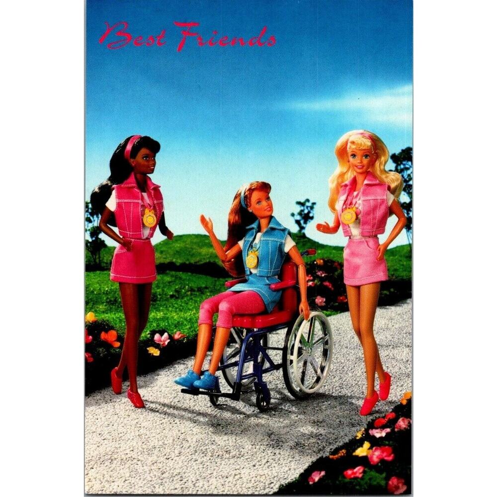 1997 Barbie Best Friends Share A Smile Becky Doll American Postcard Co 5048 NOS